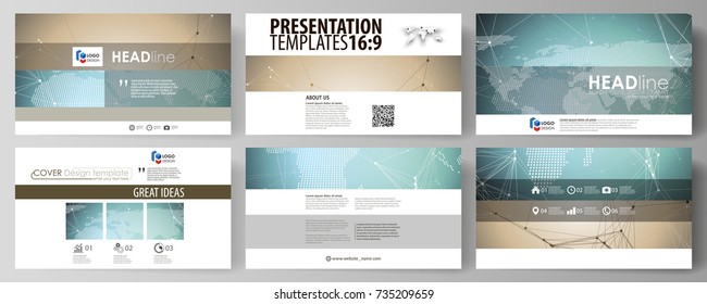 The minimalistic abstract vector illustration of the editable layout of high definition presentation slides design business templates. Chemistry pattern with molecule structure. Medical DNA research.