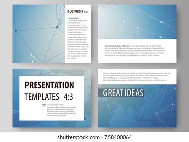 The minimalistic abstract vector illustration of the editable layout of the presentation slides design business templates. Chemistry pattern, connecting lines and dots. Medical concept.