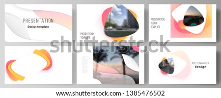 Minimalistic abstract vector illustration of the editable layout of the presentation slides design business templates. Yellow color gradient abstract dynamic shapes, colorful geometric template design