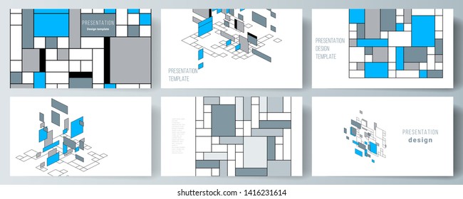 The minimalistic abstract vector illustration layout of the presentation slides design business templates. Abstract polygonal background, colorful mosaic pattern, retro bauhaus de stijl design.