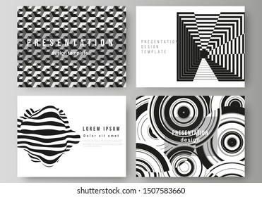 The minimalistic abstract vector illustration layout of the presentation slides design business templates. Trendy geometric abstract background in minimalistic flat style with dynamic composition.