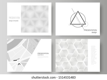 The minimalistic abstract vector illustration layout of the presentation slides design business templates. Abstract geometric triangle design background using different triangular style patterns.