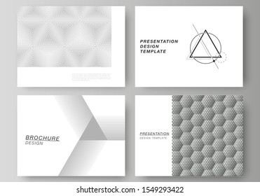 The minimalistic abstract vector illustration layout of the presentation slides design business templates. Abstract geometric triangle design background using different triangular style patterns.