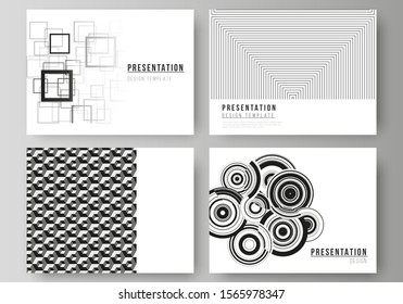The minimalistic abstract vector illustration layout of the presentation slides design business templates. Trendy geometric abstract background in minimalistic flat style with dynamic composition.
