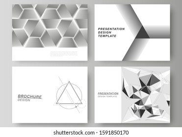 The minimalistic abstract vector illustration layout of the presentation slides design business templates. Abstract geometric triangle design background using different triangular style patterns.