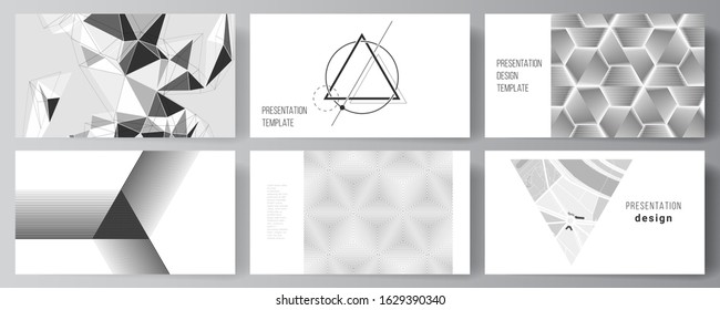 The minimalistic abstract vector illustration layout of the presentation slides design business templates. Abstract geometric triangle design background using different triangular style patterns.