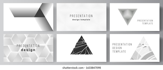 The minimalistic abstract vector illustration layout of the presentation slides design business templates. Abstract geometric triangle design background using different triangular style patterns.