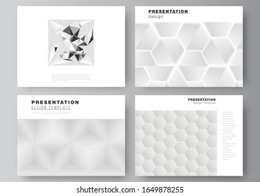 The minimalistic abstract vector illustration layout of the presentation slides design business templates. Abstract geometric triangle design background using different triangular style patterns.