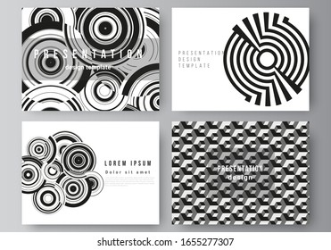 Die minimalistische abstrakte Vektorillustration-Illustration Layout der Präsentationen Folien Design Business Templates.Trendy, geometrisch abstrakter Hintergrund in minimalistischem, flachem Stil mit dynamischer Komposition.
