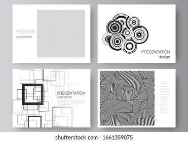 The minimalistic abstract vector illustration layout of the presentation slides design business templates. Trendy geometric abstract background in minimalistic flat style with dynamic composition.