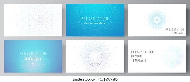 Diseño abstracto minimalista de ilustración vectorial de las plantillas de negocio de diseño de diapositivas de presentación. Visualización de datos grandes, fondo de comunicación geométrica con líneas y puntos conectados.