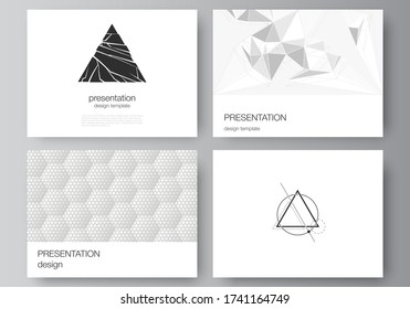 The minimalistic abstract vector illustration layout of the presentation slides design business templates. Abstract geometric triangle design background using different triangular style patterns.