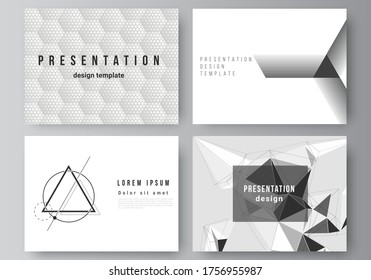 El diseño de ilustración de vector abstracto minimalista de las diapositivas de presentación diseñan plantillas de negocio. Resumen del fondo de diseño de triángulo geométrico con diferentes patrones de estilo triangular.