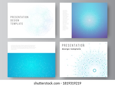 El diseño de ilustración de vector abstracto minimalista de las diapositivas de presentación diseñan plantillas de negocio. Visualización de Big Data, fondo de comunicación geométrica con líneas y puntos conectados.