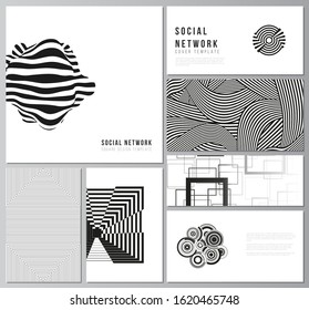 The minimalistic abstract vector illustration layouts of modern social network mockups in popular formats. Trendy geometric abstract background in minimalistic flat style with dynamic composition.