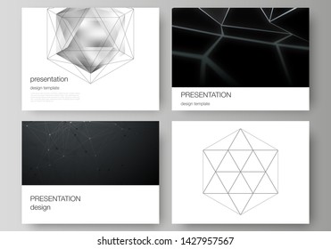 The minimalistic abstract vector layout of the presentation slides design business templates. 3d polygonal geometric modern design abstract background. Science or technology vector illustration.