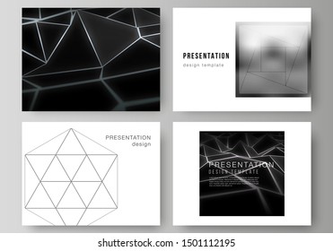 The minimalistic abstract vector layout of the presentation slides design business templates. 3d polygonal geometric modern design abstract background. Science or technology vector illustration.