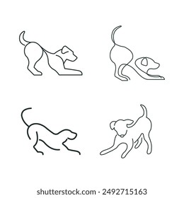 minimalistic abstract vector line art dog logo set