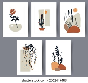 Fondo de arte de pared abstracto minimalista para impresión. Estilo vectorial escandinavo.