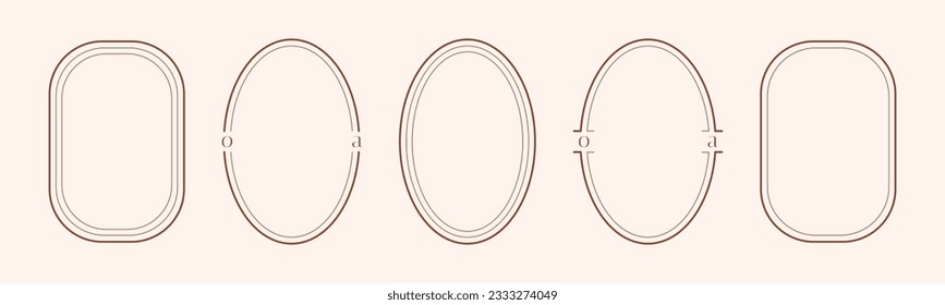 Minimalistic aesthetic y2k frames. 5 ovals.