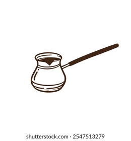 Una ilustración minimalista y estéticamente agradable de una cafetera tradicional para diseños relacionados con bebidas