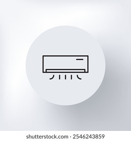 Minimalistic air conditioner icon in a circle on a light gray background.