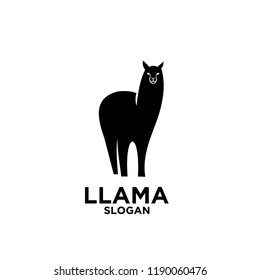 Minimalistic alpaca logotype. Farm animals. Simple lama line logo. Graphic design. Can be used in brand identity