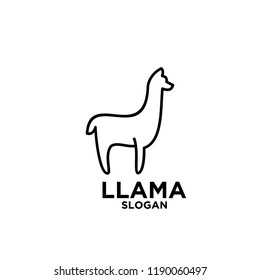 Minimalistic alpaca logotype. Farm animals. Simple lama line logo. Graphic design. Can be used in brand identity