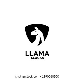 Minimalistic alpaca logotype. Farm animals. Simple lama line logo. Graphic design. Can be used in brand identity