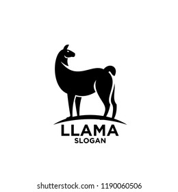 Minimalistic alpaca logotype. Farm animals. Simple lama line logo. Graphic design. Can be used in brand identity