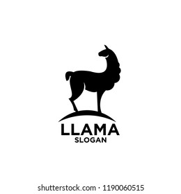 Minimalistic alpaca logotype. Farm animals. Simple lama line logo. Graphic design. Can be used in brand identity