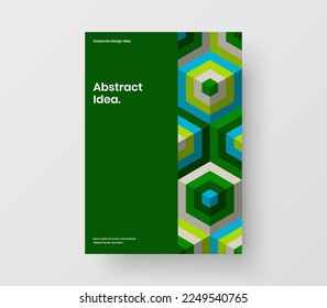 Minimalistic annual report A4 design vector layout. Original geometric shapes catalog cover concept.