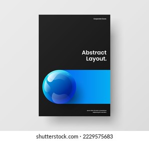 Informe anual mínimo Diseño de vector A4. El concepto de póster moderno de esferas realistas.