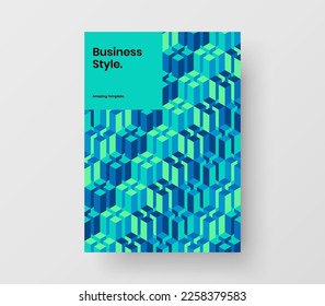 Minimalistic annual report vector design illustration. Colorful mosaic tiles company cover template.
