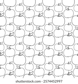 Minimalistic Apple Line Pattern on a White Background