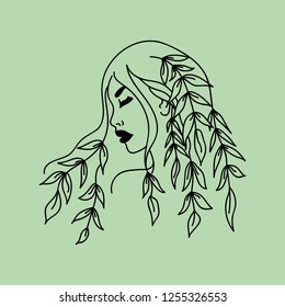 minimalistic art. cover. woman with hair seaweed