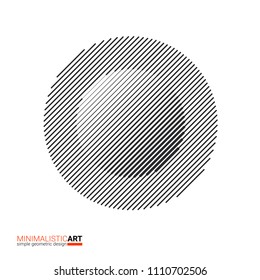 Minimalistic Art Modern Geometric Design. Simple Black And White Shape In Modernism, Bauhaus Style. Abstract Halftone Concentric Circle Shape Isolated On White Background, Vector Illustration.