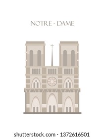 Minimalistic art of the Notre-Dame in Paris, France. Beautiful vector illustration. 