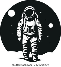 Minimalistic Astronaut Vector Glyph: A Captivating Graphic Artwork for Your Creative Projects