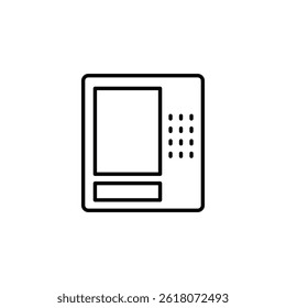 Minimalistic ATM outline icon depicting financial service machinery