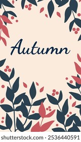 Minimalistic autumn background card. Hello Autumn vector postcard