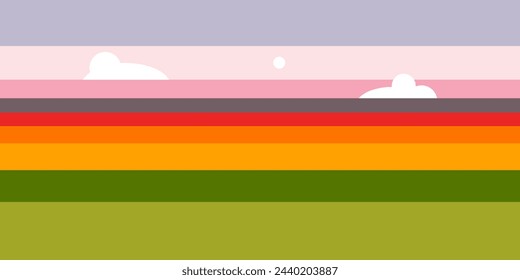 Minimalistic autumn landscape. Vector trendy illustration.