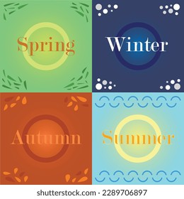 Minimalistic background of all four seasons with elements and mild gradient