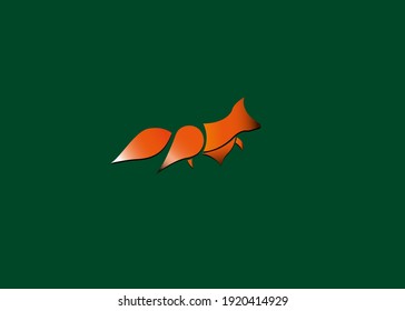 A minimalistic background for a computer, in velvet green, in the middle, an orange fox, in a stylistic version.