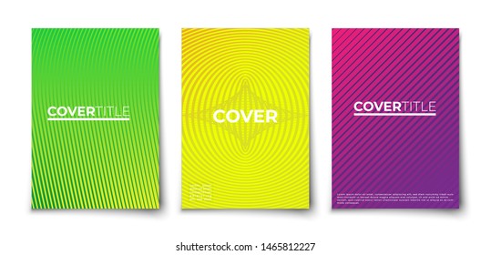 Minimalistic background cover page design. Colorful halftone pattern gradient.Geometric lines. Modern art. 