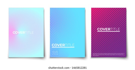 Minimalistic background cover page design. Colorful halftone pattern gradient.Geometric lines. Modern art. 
