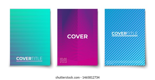Minimalistic background cover page design. Colorful halftone pattern gradient.Geometric lines. Modern art. 