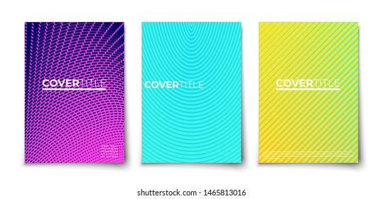 Minimalistic background cover page design. Colorful halftone pattern gradient.Geometric lines. Modern art. 