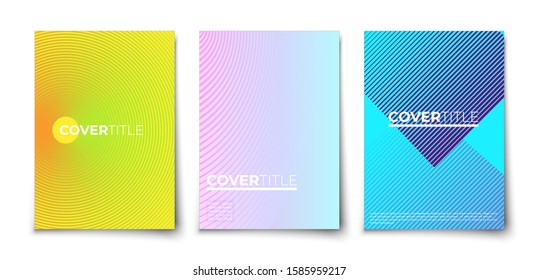 Minimalistic background cover page design. Colorful halftone pattern gradient.Geometric lines. Modern art. 