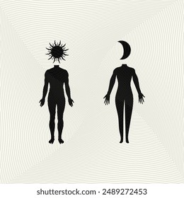 Minimalistic background creative abstract artwork vector. Creative artwork with human silhouette. Design for Template ,card, poster, banner, print for t-shirt, pin, badge, patch.